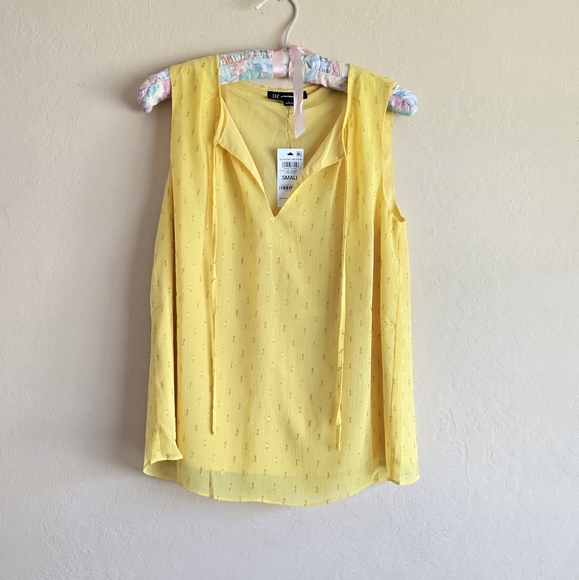 INC International Concepts Tops - Inc Yellow Sleeveless Boho Style woven gold seed blouse NWT Size Small